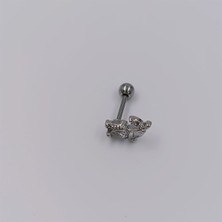 Hena Çelik Silver Çiçek Piercing