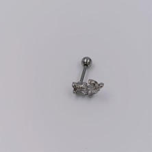 Hena Çelik Silver Çiçek Piercing