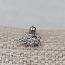 Hena Çelik Silver Çiçek Piercing