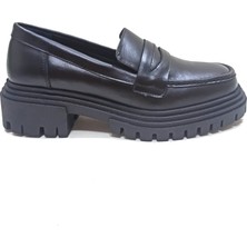 Albini Siyah Deri Kadın Loafer Ayakkabı