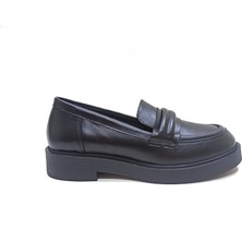 Albini Siyah Deri Kadın Loafer Ayakkabı
