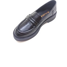 Albini Siyah Deri Kadın Loafer Ayakkabı