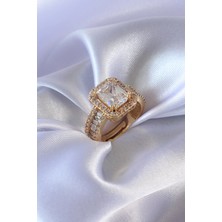 Clariss Gold Renk Zirkon Taşlı Kadın Yüzük