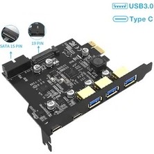 Alfais 4721 Pci-E Express USB 3.0 Type C 3.2 Çoklayıcı Riser Kart