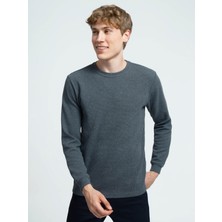 Loft Erkek Antrasit Sweatshirt Uzun Kol Bisiklet Yaka Düz Renk 2XL Regular Fit