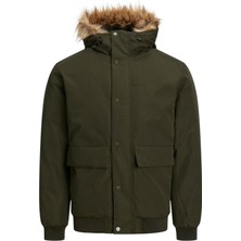 Jack & Jones Jjchamp Bomber Jacket Faux Fur Haki