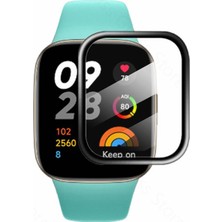 Microcase Xiaomi Redmi Watch 3 Active 1.83 Inch Tam Kaplayan Kavisli Ekran Koruyucu 3D Pet Film - Siyah AL3385