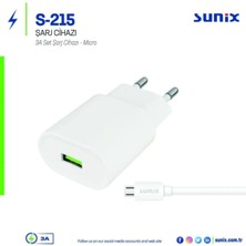 Sunix S-215 Hızlı Şarj Micro USB Qualcom 3.0 Quick Şarj Aleti