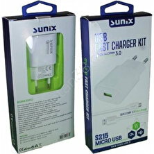 Sunix S-215 Hızlı Şarj Micro USB Qualcom 3.0 Quick Şarj Aleti