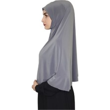 Erasra Class Tek Parca Pratik Büyük Hazır  Esarp Hijap Gri Renk Namaz Örtüsü