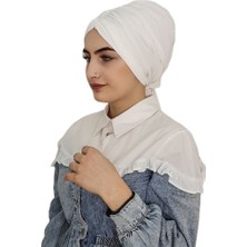 Erasra Class Mayo ve Hasema Üstü Uyumlu Hijab Arkadan Baglamalı Bone  Ekru