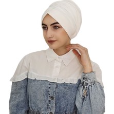 Erasra Class Tasarım Hazır Bone Şal  Ekru Renk