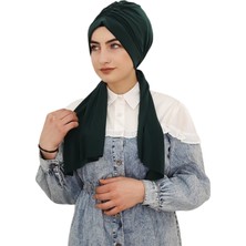 Erasra Class Tasarım Büzgülü Hazır Bone Hijap Zümrüt Yeşili