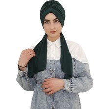 Erasra Class Tasarım Hazır Bone Şal  Zümrüt Yesili