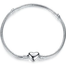 Gümüş Kaplama 19 cm. Charm Kalp Bileklik eh01by-19