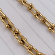 Hena Çelik Gold Tiffany Kolye 45 cm