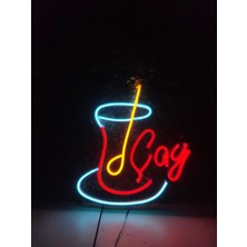 Dekoraven Çay Neon LED Yazı Tabela Kafe Bar Dekoratif AYDINLATMA(40X30CM)