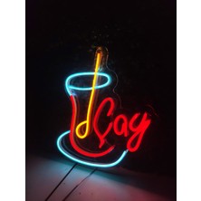 Dekoraven Çay Neon LED Yazı Tabela Kafe Bar Dekoratif AYDINLATMA(40X30CM)
