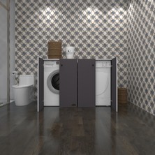 Kenzlife çamaşır&kurutma&bulaşık makinesi dolabı tatyanakare gri 90*140*60 kapaklı arkalıksız