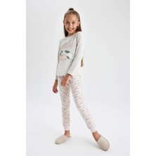 DeFacto Kız Çocuk Baskılı Uzun Kollu Pijama Takımı B3021A823AU