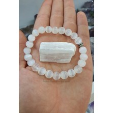 Nelleovana Selenit Doğal Taş Bileklik 8mm Çok Kaliteli ( % 100 Gerçek ) ( Aurayı Temizleme ) ( Taş )