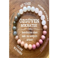 Nelleovana Özgüven Mıknatısı Hakiki Doğaltaş Bileklik (Ay Taşı ,rodonit ,pembe Kuvars,çilek Kuvars, Labradorit)