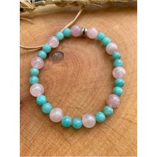 Nelleovana Amazonit ve Pembe Kuvars Taşı Bileklik