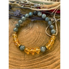 Nelleovana Sarı Gri Labradorit ve Sitrin Bileklik