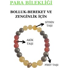 Nelleovana Para Bereket ve Zenginlik Doğal Taş Tılsım Bilekliği Pirit, Sitrin, Akik Taşı Doğal Taş Bileklik