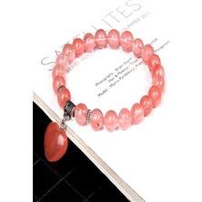Nelleovana Doğal Taş Pembe Kuvars Kalpli Bileklik