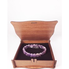 Nelleovana Ametist Doğal Taş Bileklik Ahşap Kutusunda