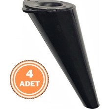Eym 4 Adet Retro Açılı Konik Plastik Mobilya Ayak Koltuk Ayağı 15 cm Siyah