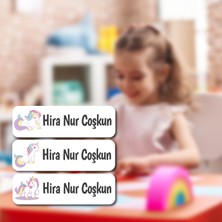 Obibaskı Kişiye Özel Okul Etiket Seti - 180 Adet - Kokusuz Ekolojik Mürekkep Pvc Etiket Sticker-Unicorn Model