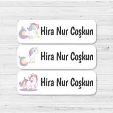 Obibaskı Kişiye Özel Okul Etiket Seti - 180 Adet - Kokusuz Ekolojik Mürekkep Pvc Etiket Sticker-Unicorn Model