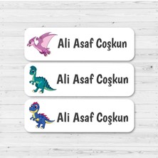 Obibaskı Kişiye Özel Okul Etiket Seti - 180 Adet - Kokusuz Ekolojik Mürekkep Pvc Etiket Sticker-Dinozor Model