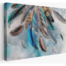 Harita Sepeti Kuş Tüyü Dekoratif Kanvas Duvar Tablosu -3423