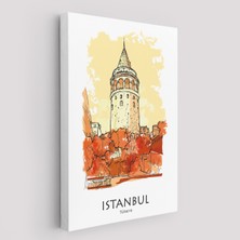 Harita Sepeti Galata Kulesi Istanbul Dekoratif Kanvas TABLO-5921