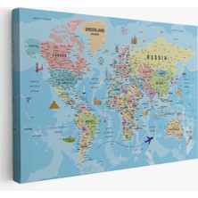 Doğal Tercih Dünya Haritası Kanvas Tablo Son Derece Detaylı Dekoratif OKYANUSLU-2013