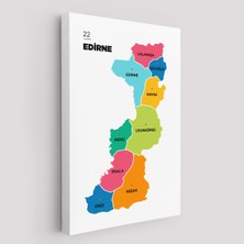 Harita Sepeti Edirne  Ili ve Ilçeler Haritası  Dekoratif Kanvas Tablo 1327