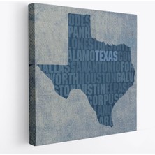 Harita Sepeti Amerika Teksas Haritası Kanvas TABLO-5895