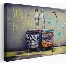 Harita Sepeti Bansky Çöp Kutusuna Işeyen Çocuklar Kanvas Tablosu / Hayat KISA-5154