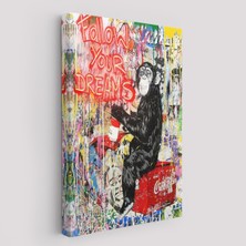 Harita Sepeti Hayallerinin Peşinden Git,maymun Graffiti Posteri, Banksy Graffiti Kanvas TABLO-5304