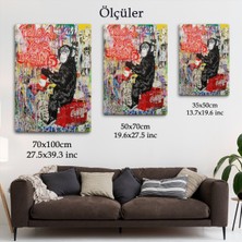 Harita Sepeti Hayallerinin Peşinden Git,maymun Graffiti Posteri, Banksy Graffiti Kanvas TABLO-5304