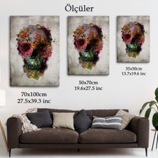 Harita Sepeti Şeker Kafatası Rengarenk Çiçekli Kafatası Ölülerin Günü Kanvas TABLO-5253