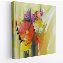 Harita Sepeti Soyut Çiçekler Yağlıboya Görünüm Dekoratif Kanvas Duvar TABLOSU-5826