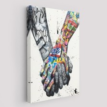 Harita Sepeti Graffiti El Duvar Posteri, El Ele Tutarak Duvar Sanatı Kanvas TABLO-5312