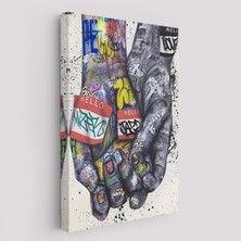Harita Sepeti  Banksy Tarzı Kanvas Duvar Sanatı, Graffiti El Duvar Posteri Kanvas TABLO-5311