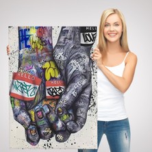 Harita Sepeti  Banksy Tarzı Kanvas Duvar Sanatı, Graffiti El Duvar Posteri Kanvas TABLO-5311