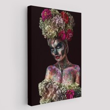 Harita Sepeti Güzel Kızın Cadılar Bayramı Makyajı Duvar TABLOSU-5988