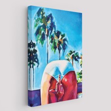 Harita Sepeti Bacaklarının Arasından Orta Parmak Işareti Yapan Kadın TABLOSU-6082